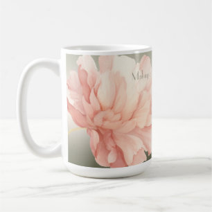 Pretty Elegant Watercolor Peach Peony Coffee Mug