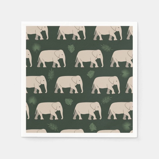 Pretty Elephants on black background Napkin (Front)