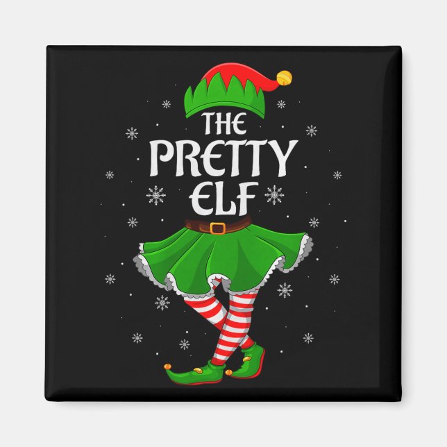 Pretty Elf Christmas Family Girls Women Elf Squad  Magnet (Front)