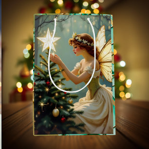 Pretty Enchanted Angel Fairy Christmas Medium Gift Bag