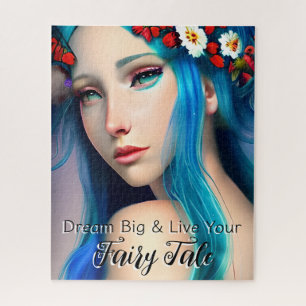 Pretty Enchanted Girl with Flowers   Fairy Tale Jigsaw Puzzle