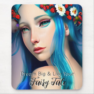 Pretty Enchanted Girl with Flowers Fairy Tale Mouse Pad