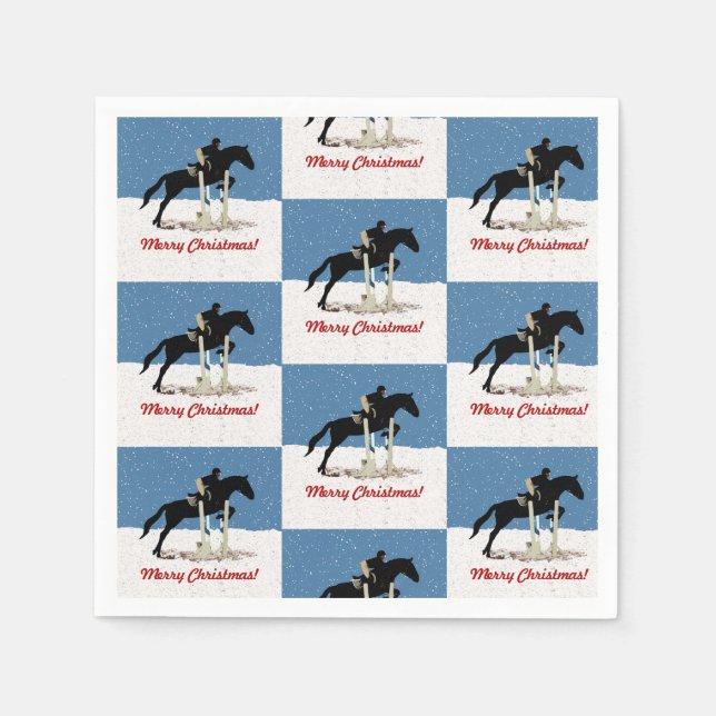 Pretty Equestrian Horse Jumper Christmas Napkin (Front)