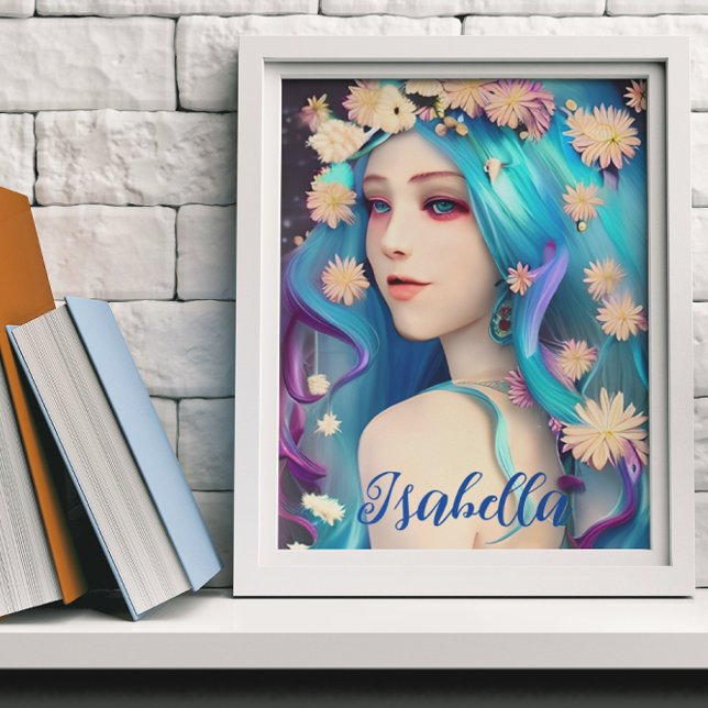 Pretty Ethereal Girl with Flowers Personalised Poster (Creator Uploaded)