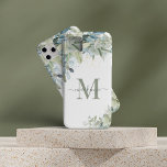 Pretty Eucalyptus Botanical Floral Monogram iPhone 13 Pro Max Case<br><div class="desc">Elegant Eucalyptus Botanical Floral Monogram Cell Phone Case featuring our lovely sage eucalyptus green and dusty blue greenery and modern typography. Easy to customise with your information for a simply elegant phone case. Please contact us at cedarandstring@gmail.com if you need assistance with the design or matching products.</div>