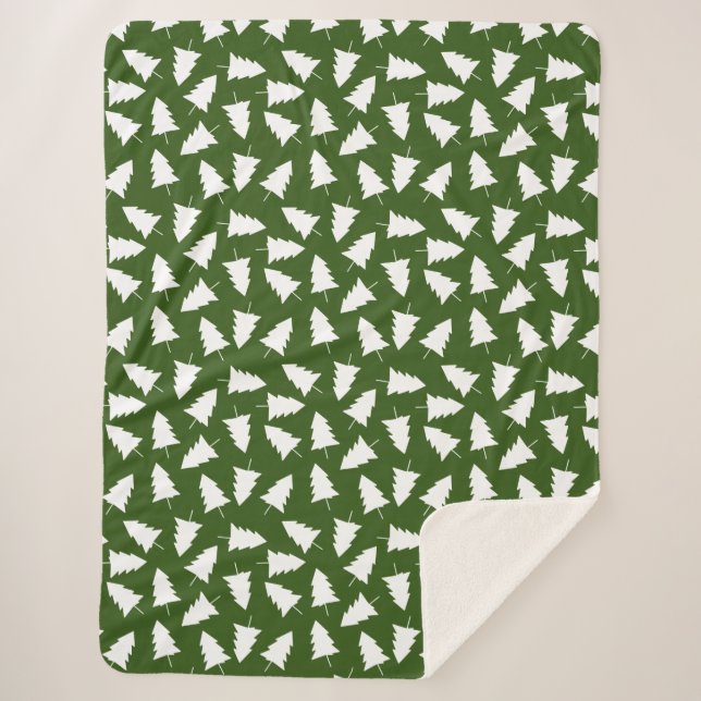 Pretty Evergreen Trees Sherpa Blanket (Front)