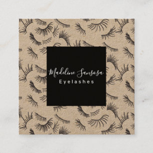 Pretty Eyelash Technician Black Eyelashes Doodles Square Business Card