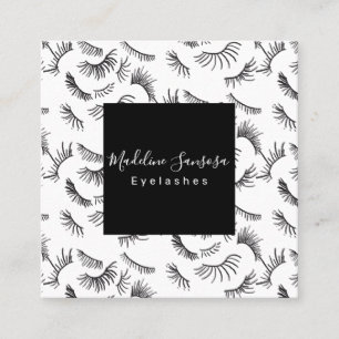 Pretty Eyelash Technician Black Eyelashes Doodles Square Business Card
