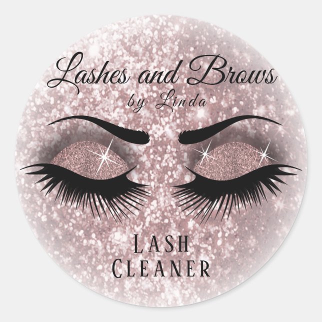 Pretty Eyelashes Lash Cleaner Design - Rose Classic Round Sticker (Front)