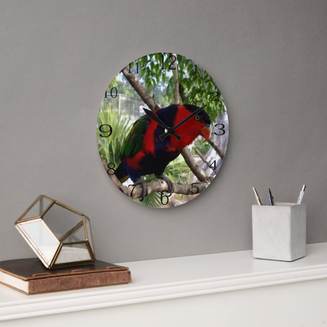 Pretty Face Rainbow Lorikeet, Large Clock (Office)