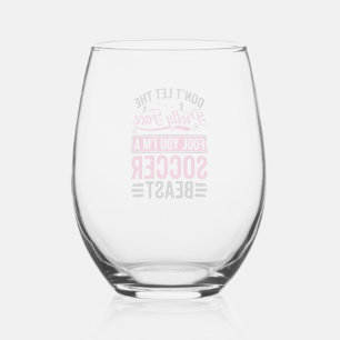 Pretty Face Soccer Beast Vintage Shirt Design_1 Stemless Wine Glass