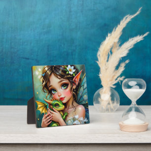 Pretty Fairy and Dragon Themed Girl's Plaque