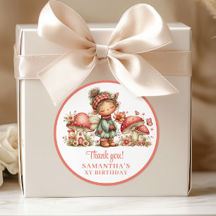 Pretty Fairy Blush Pink Birthday Thank You Sticker