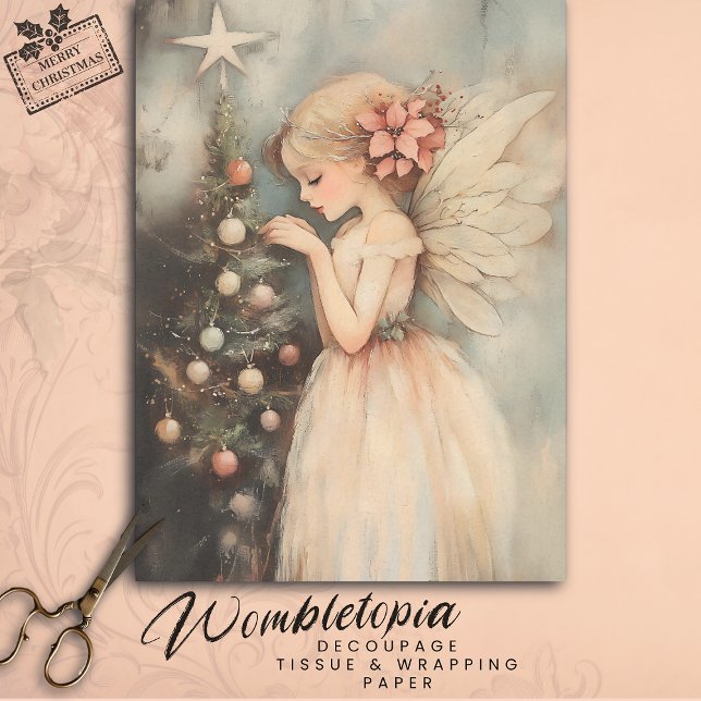 Pretty Fairy Decorating Christmas Tree Decoupage Tissue Paper (Creator Uploaded)