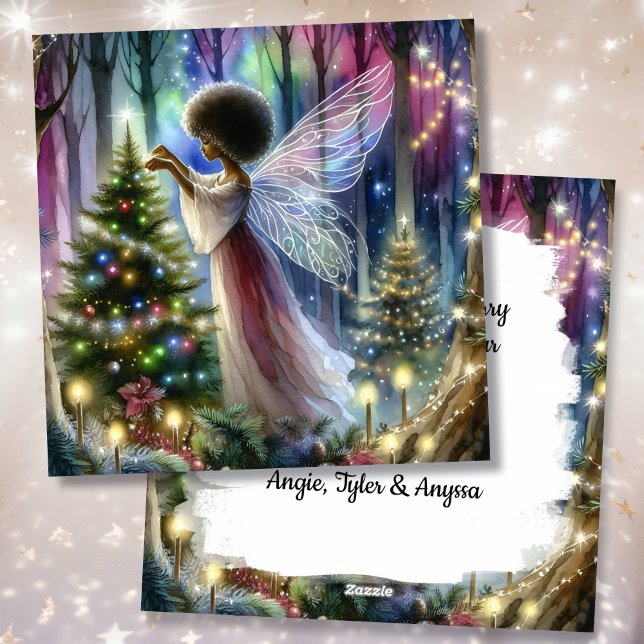 Pretty Fairy Decorating the Christmas Tree  Holiday Card (Creator Uploaded)