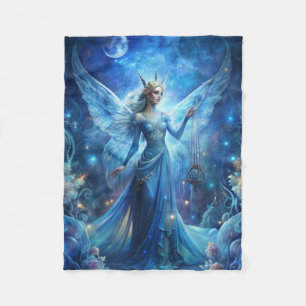 Pretty Fairy in Blue Fleece Blanket