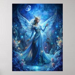 Pretty Fairy in Blue Poster