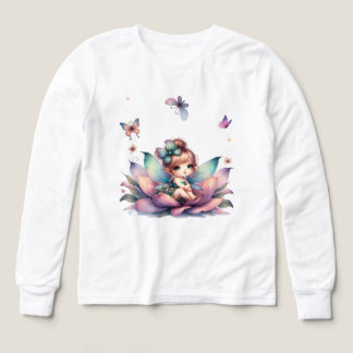 Pretty fairy sitting inside flower