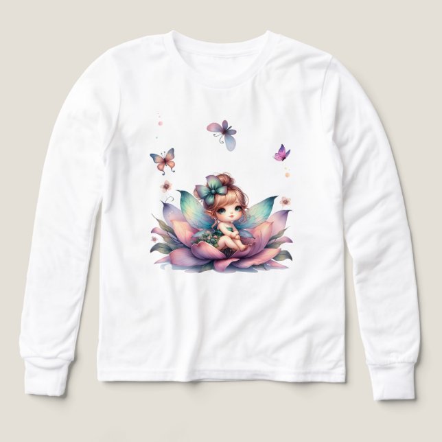 Pretty fairy sitting inside flower  (Design Front)