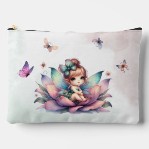 Pretty fairy sitting inside flower accessory pouch