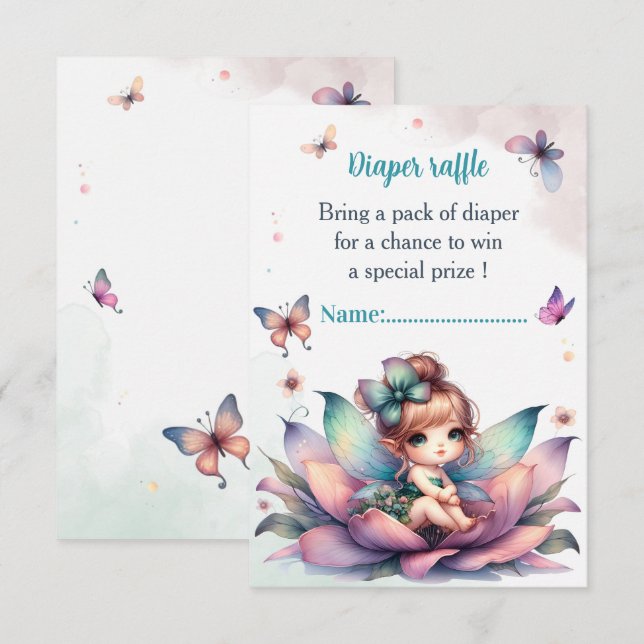 Pretty fairy sitting inside flower  enclosure card (Front/Back)