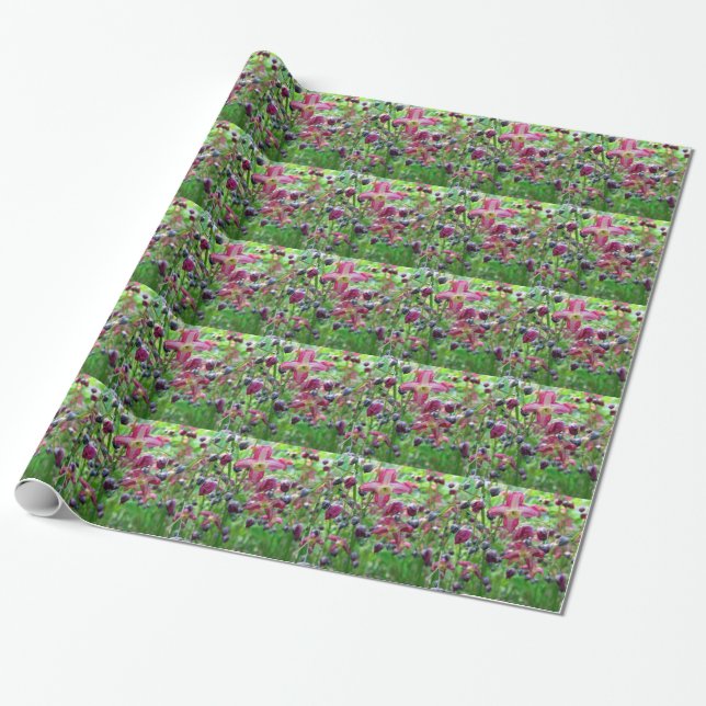 Pretty Fairy Wings (Epimedium) Spring Flower Photo Wrapping Paper (Unrolled)