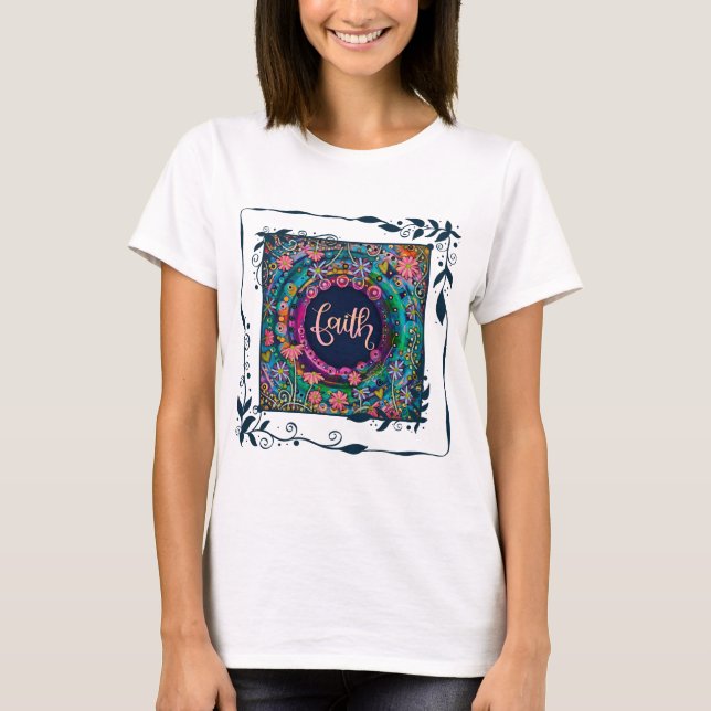 Pretty Faith Floral Leaves Inspirivity T-Shirt (Front)