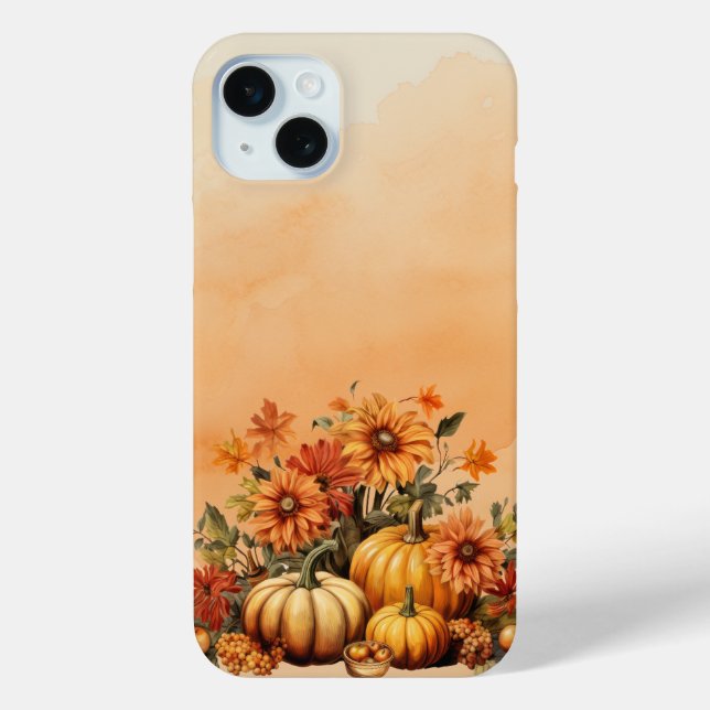 PRETTY FALL AUTUMN YELLOW & ORANGE PUMPKINS Case-Mate iPhone CASE (Back)