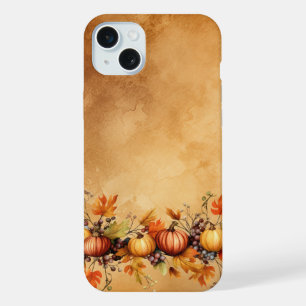 PRETTY FALL AUTUMN YELLOW & ORANGE PUMPKINS iPhone 15 PLUS CASE