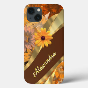 Pretty fall coloured floral personalised pattern iPhone 13 case