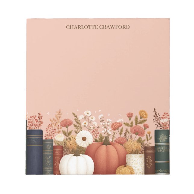 Pretty Fall Floral Bookish Notepad (Front)
