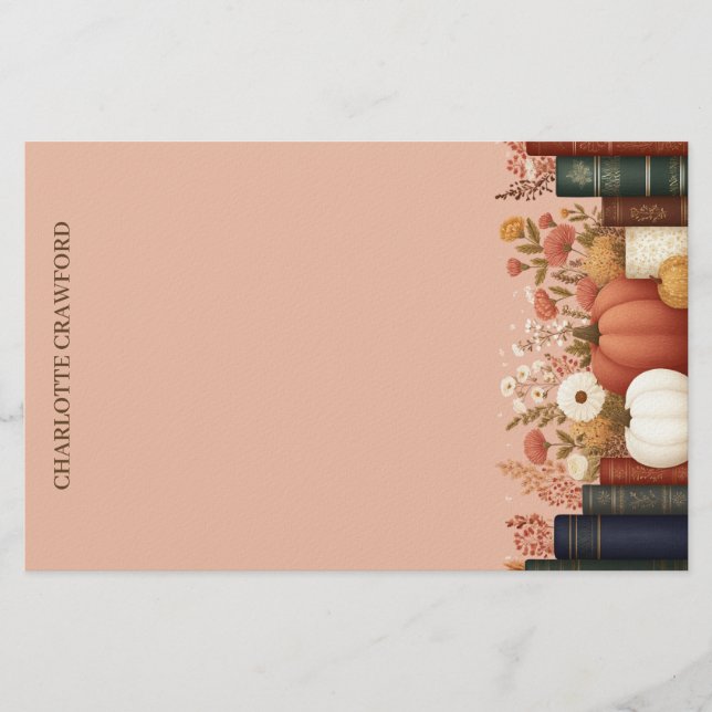 Pretty Fall Floral Bookish Stationery (Front)