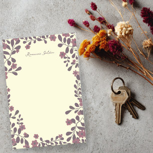 Pretty Fall Floral Frame CUSTOM NAME Notepad