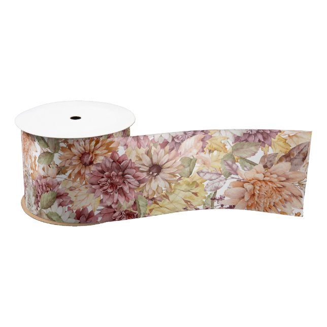 Pretty Fall Floral Satin Ribbon (Spool)