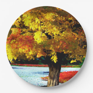 Pretty Fall Foliage Rustic Autumn Wedding Colours Paper Plate