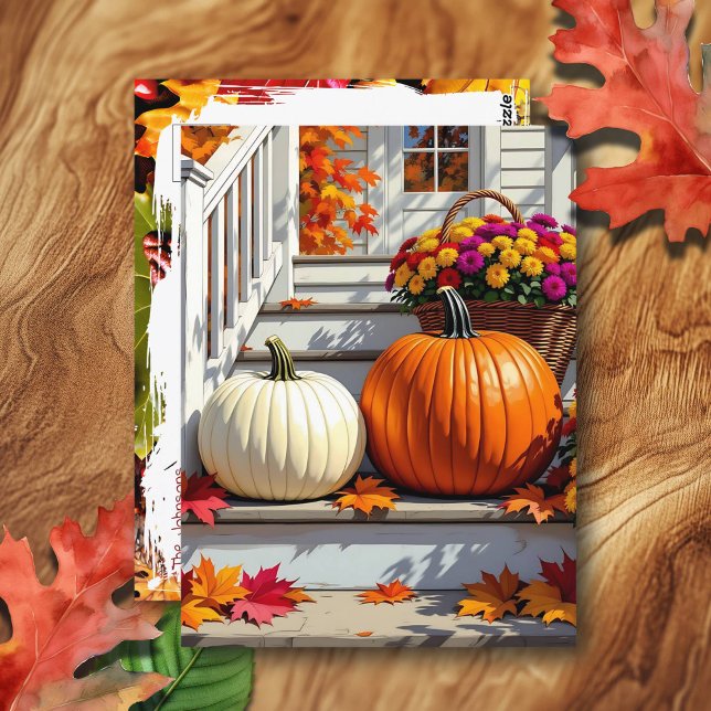 Pretty Fall Front Steps | Happy Thanksgiving  Postcard (Creator Uploaded)