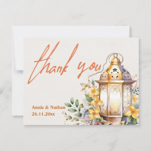Pretty Fall Leaves Orange Floral Wedding Thank You Postcard