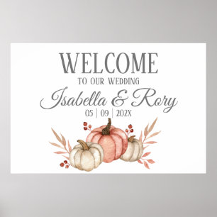 Pretty Fall Pumpkins Bouquet Wedding  Poster