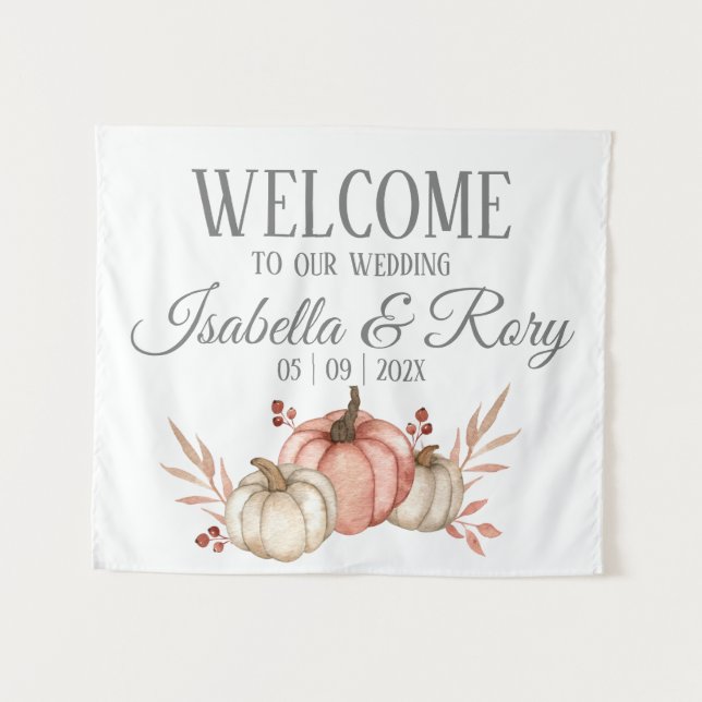 Pretty Fall Pumpkins Bouquet Wedding  Tapestry (Front (Horizontal))