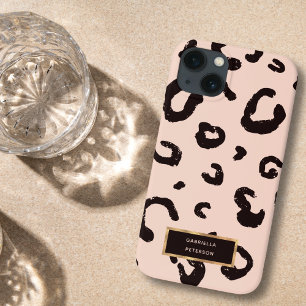 Pretty Fashion Pink Leopard & Gold Frame iPhone 13 Case