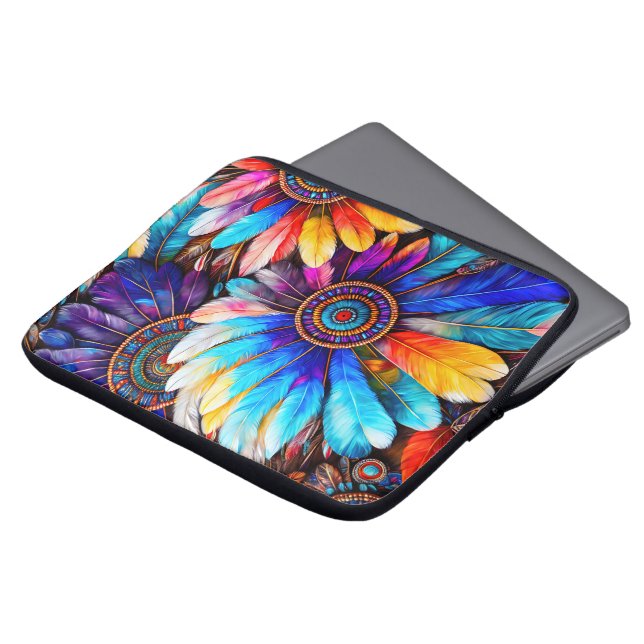 Pretty Feathers Laptop Sleeve (Front Top)