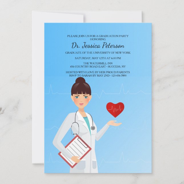 Pretty Female Medic Invitation (Front)
