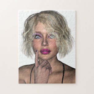 Pretty Female Touching Her Face Jigsaw Puzzle