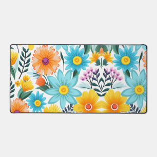 Pretty Feminine Black Floral Pattern Desk Mat