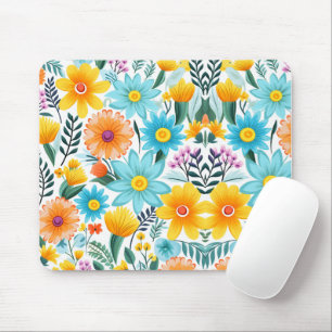 Pretty Feminine Black Floral Pattern Mouse Pad