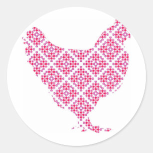 Pretty feminine chicken classic round sticker
