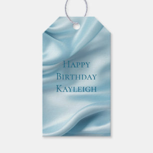Pretty Feminine Light Blue Faux Satin Gift Tags