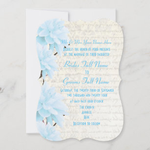 Pretty feminine pale pastel blue floral wedding invitation