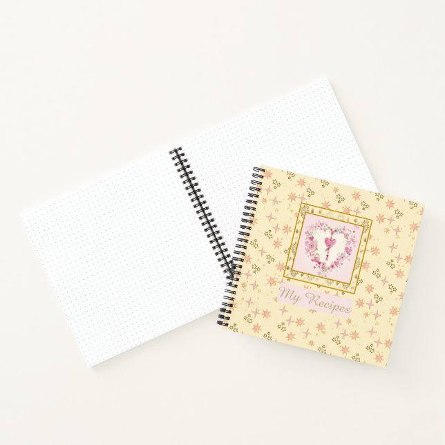 Pretty Feminine Stars Pattern Personalised Recipe Notebook (Inside)