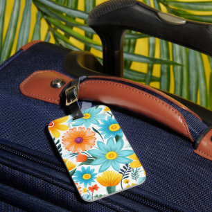 Pretty Feminine White Floral Pattern Luggage Tag